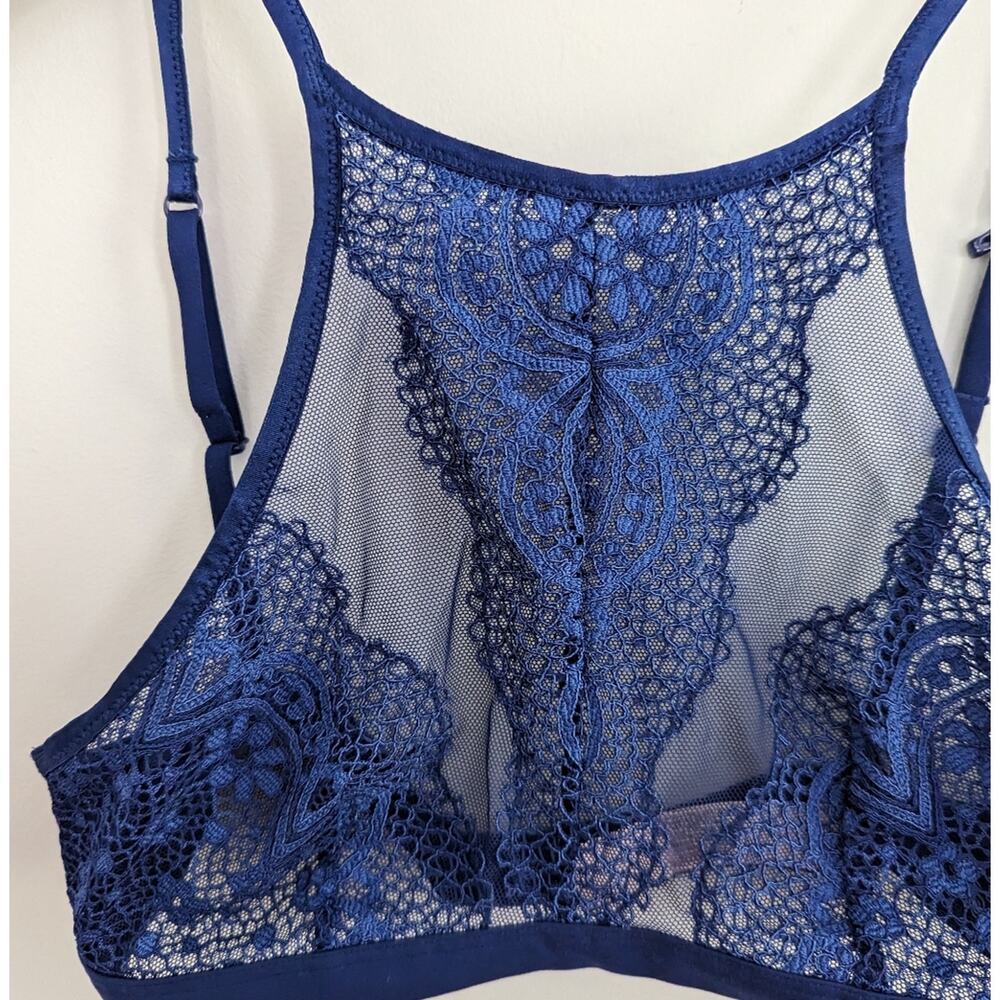 Victoria's Secret Navy Lace Bralette Small Sexy Semi Sheer - Picture 3 of 7